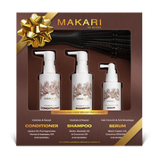 Makari Hair Care Set Shampoo Conditioner and Growth Serum Detangling Hair Brush