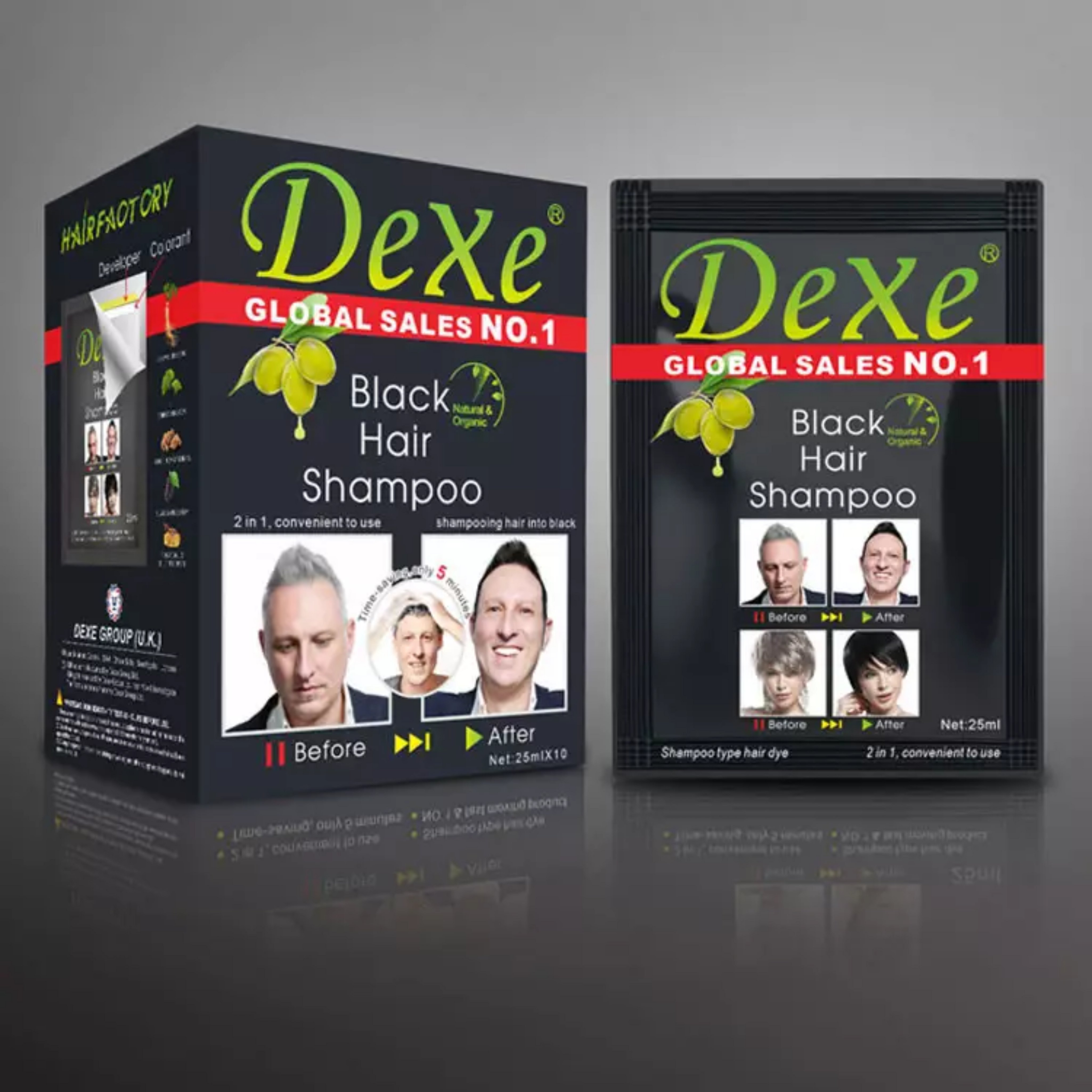 Dexe Black Hair Shampoo - 25ml x 10