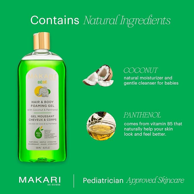 Makari Baby Hair and Body Foaming Cleanser Gel for Delicate Skin