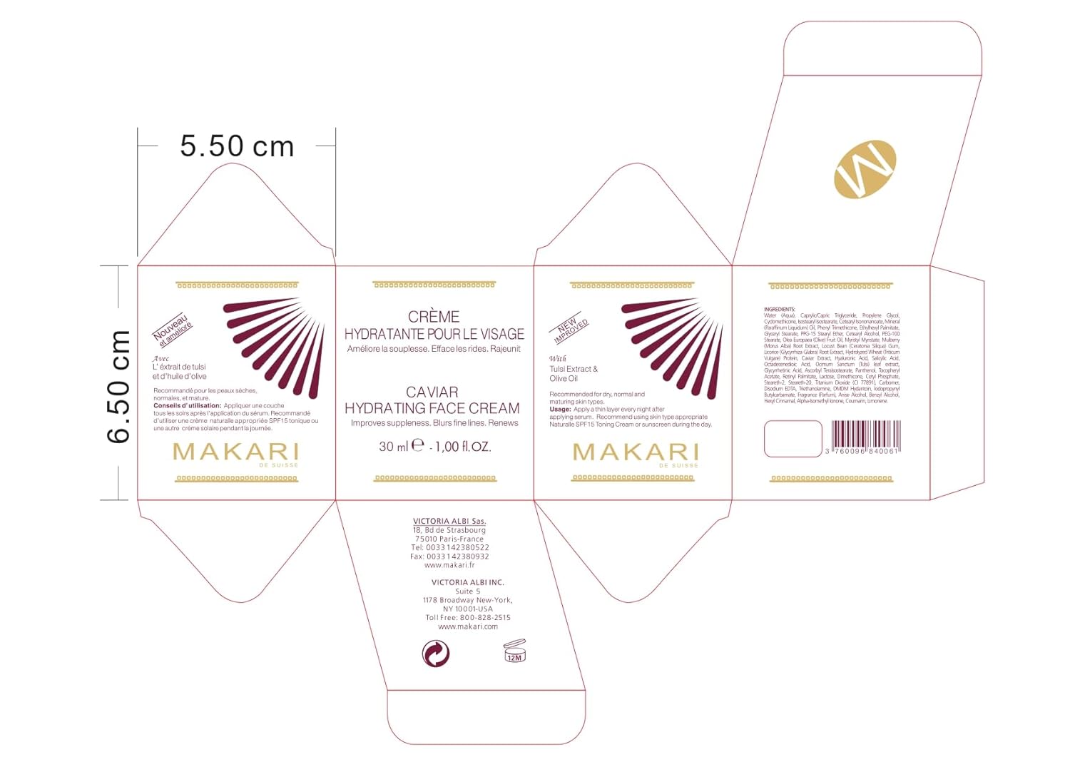 Makari Caviar Hydrating Face Cream 30ml Anti-Aging Nourish and Revitalize Skin