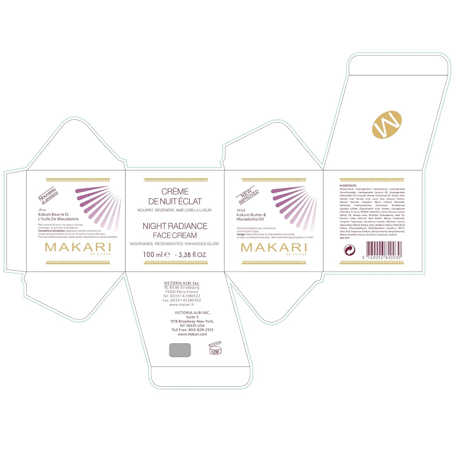 Makari Night Radiance Face Cream 100ml Overnight Repair and Hydrating Treatment