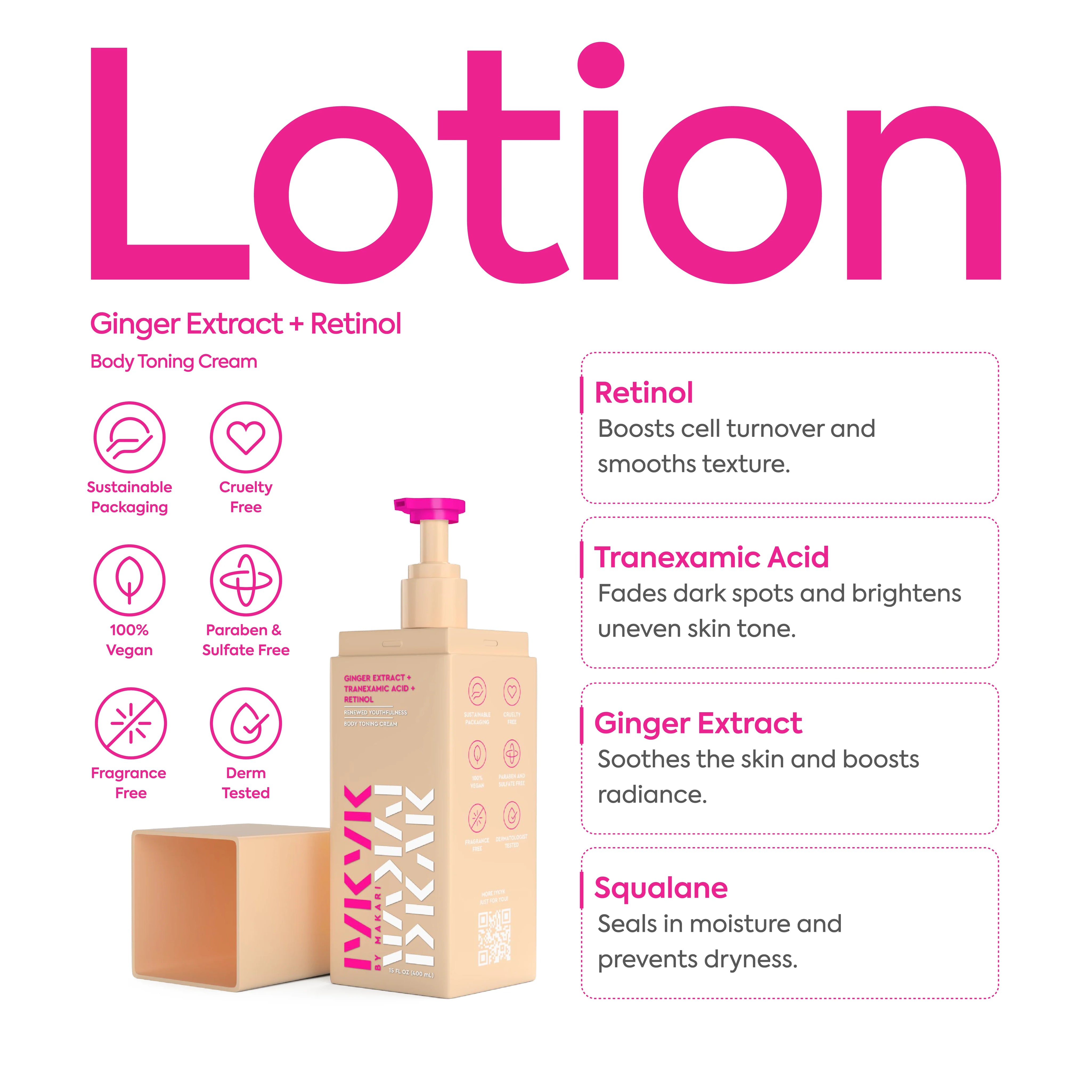 Makari Ginger Extract Tranexamic Acid and Retinol Body Toning Cream 200ml IYKYK